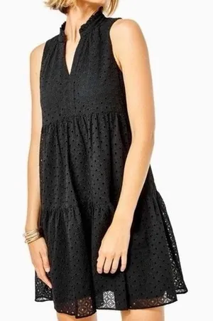 Lilly Pulitzer Novella Eyelet Lace Sleeveless Swing Dress Size XS‎ Onyx Black thumbnail 1