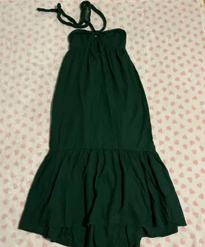 Aerie linen halter maxi dress forest green beach sundress Size Xsmall thumbnail 1