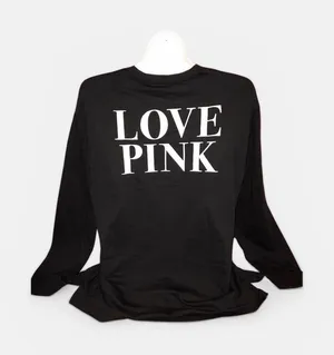 Victoria's Secret PINK Oversized Black Logo Campus Long sleeve Tee size large thumbnail 1