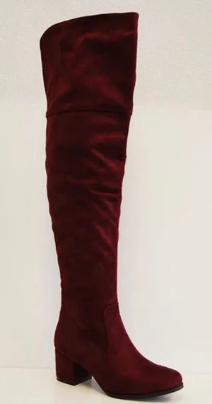 Boutique Wine Colored Over The Knee Boots thumbnail 3