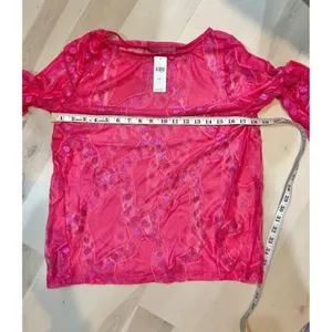 Anthropologie Eva Franco NWT Women Small Pink Sheer Blouse Coquette Chic thumbnail 7