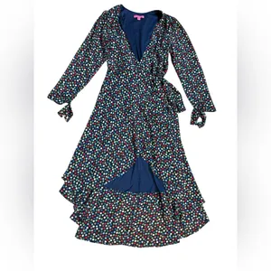 Betsey Johnson Wrap‎ Dress Womens Size 10 Polka Dots High Low Hem Sleeve Tie NEW thumbnail 3