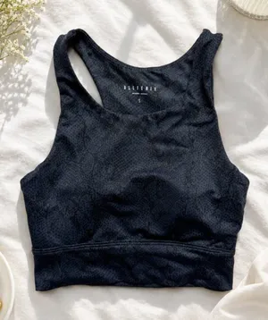 Anthropologie All Fenix‎ Snake Print Sports Bra Size Small Gray Black Athletic thumbnail 1