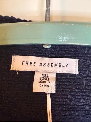 Free Assembly Nubby Collarless Crew Neck Jacket Size XL (16-18) Navy Blue thumbnail 5