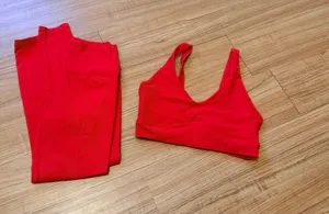 WILO Anthropologie The Label Sports Bra & leggings size small red thumbnail 1
