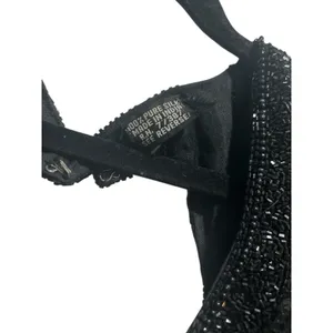 Vintage Right Choice Silk Beaded Gown Black Evening Dress 1980s Made in India‎ thumbnail 4