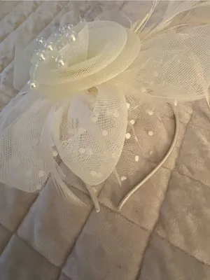 Ivory Floral Feather Fascinator Headpiece - Women Accessories Beige thumbnail 5