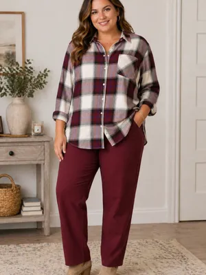Chico's So Slimming Women's Size 2 Pants Burgundy Wine Pull On Stretch thumbnail 4
