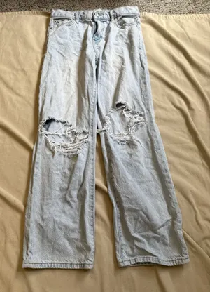 PacSun Women's Distressed Baggy Light Wash Jeans Size 29 X 30 thumbnail 1
