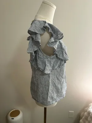 J.Crew Striped Linen Blend Top thumbnail 3