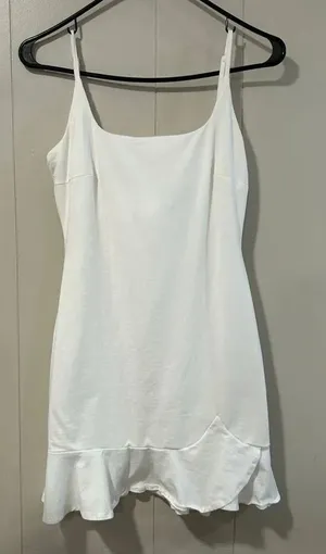 Princess Polly White Ruffle Hem Mini Dress Size 4 | Square Neck Cami Slip Dress thumbnail 1