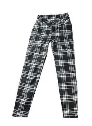 Black & White Plaid Straight Leg Pants - Women's thumbnail 1