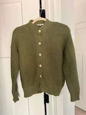 Alex Mill Faded Grove Green Nico Chunky Cardigan Sweater thumbnail 3