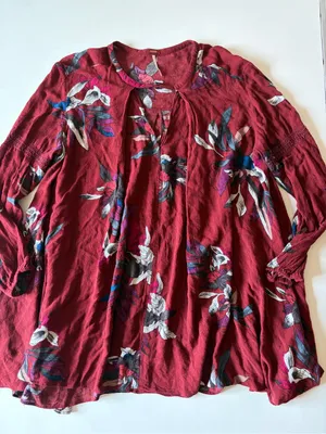 Free People Women's Electric Orchid Print Swing Tunic Mini Dress Red Size Medium thumbnail 1