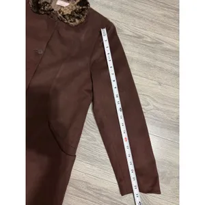 1980s Estuary Lenka K Brown Wool Blend Faux Fur Collar Longline Button Coat thumbnail 12