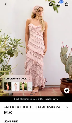 Light Pink Cider Dress Maxi thumbnail 2