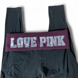 Y2K Victoria's Secret‎ PINK Ribbed Crop Tank and Sequin Foldover Leggings Set S thumbnail 3