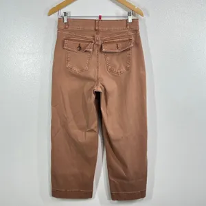 Spanx Stretch‎ Twill Cropped Wide Leg Pant Bronze Glow Orange Large High Rise thumbnail 3