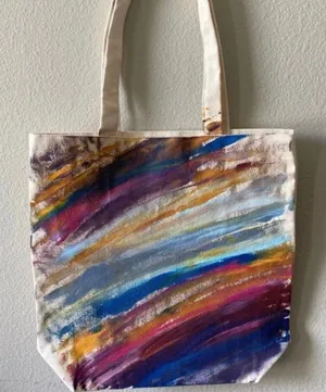 Original painted canvas‎ bag Purple thumbnail 1