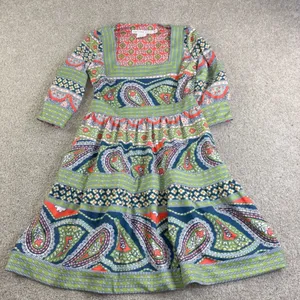 Gretchen Scott Paisley Park Dress XS‎ Square Neck Boho Midi Resort Preppy Artsy thumbnail 5