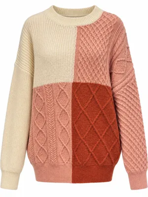 Umgee Colorblock Textured Knit Sweater Size Large thumbnail 1