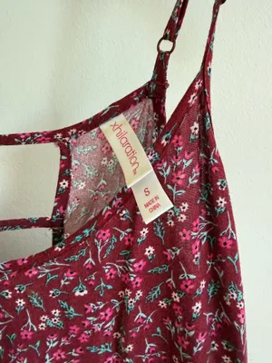 Xhilaration Burgundy Floral Dress thumbnail 7