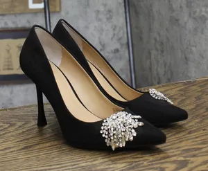 INC International Concepts Saija Pumps Embellished Heels Black Microsuede 8M thumbnail 1
