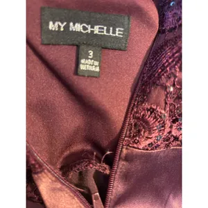 My Michelle Plum Purple Lace Sequin Fit and Flare Homecoming Dress Size 3 thumbnail 6