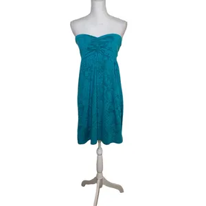 FOX Racing Dress Y2k Tube Mini Turquoise Skull & Roses Floral Print, Size Large thumbnail 2