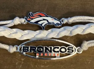 Denver Broncos Multi Strand Leather Bracelet White thumbnail 4