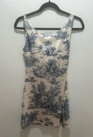Cider Blue and White Toile De Jouy Mini Dress Size Small thumbnail 3