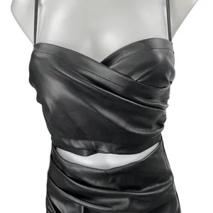 ASTR The Label Black Faux Leather Vegan Cutout Sleeveless Cami Bodycon Dress XS thumbnail 4