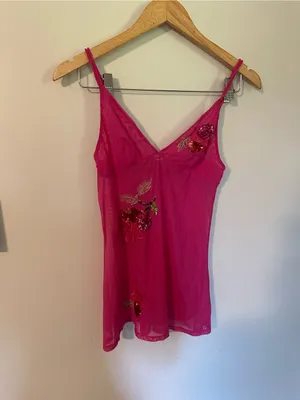 Vintage Victoria’s Secret sequin babydoll chemise pink thumbnail 2
