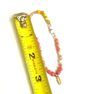 Anthropologie Serefina pink yellow beaded stretchy bracelet thumbnail 6