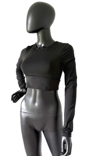 Gym Top T-shirt Crop Top Blouse Cover Up Tee Long Sleeve Sport Tee Slim Fit Top thumbnail 1