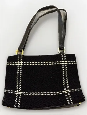 kate spade Vintage Y2K Made in Italy Black and White Plaid Wool Tweed Bag. thumbnail 2