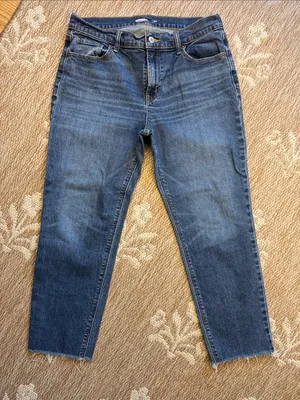 Old Navy Women's Dark Blue boyfriend mid Rise Jeans thumbnail 1