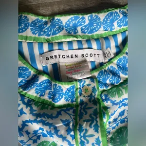 Gretchen Scott Designs Blue and Green Long Sleeve Dress thumbnail 10