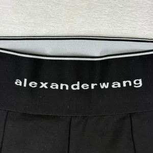Alexander Wang Black High Waist Logo Band Skinny Leggings‎ Side Zip Pants 8831 thumbnail 2