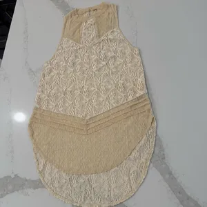 Free People Modern Lace Mesh Maisie Tunic Sleeveless Top Women’s Medium Cream thumbnail 2