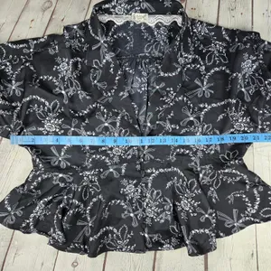 Intimately Free People Black Floral Beauty Sleep Peplum Blouse Medium thumbnail 6