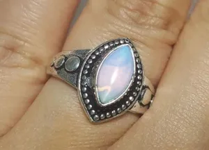 Sterling Silver Opalite Ethnic  Gemstone Ring size - 5.75 thumbnail 1