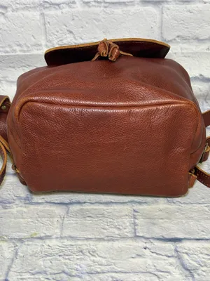 Portland Leather Goods Bucket Backpack Brown Full Grain Leather Drawstring Bag thumbnail 9