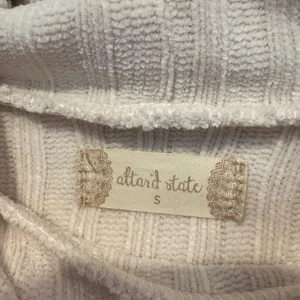 Cream rolled turtleneck Altar'd State soft crop‎ long sleeve sweater thumbnail 2