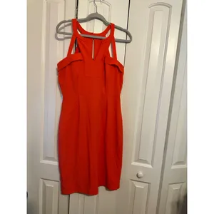 BCBG Orange Sleeveless Bodycon Dress With Strappy Back Detail Size 10‎ thumbnail 5