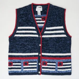 Vintage Y2K Christopher & Banks American Flag Sweater Vest thumbnail 2
