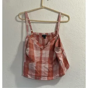 Torrid Women's Plus 2 2x Orange Seersucker Sleeveles Bralette Gingham Print tank thumbnail 3
