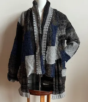 Curio Patchwork Cardigan Sweater oversized thumbnail 1