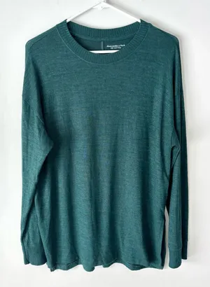 Abercrombie & Fitch Forest Green Soft A&F Cozy Knit Pullover Slouchy Oversized thumbnail 1
