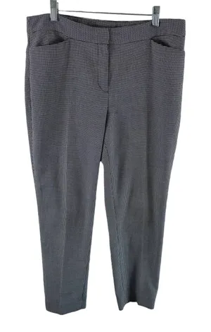 Anne Klein Black White Checkered Cropped Tapered Leg Ankle Fit Trousers‎ Size 8 thumbnail 1